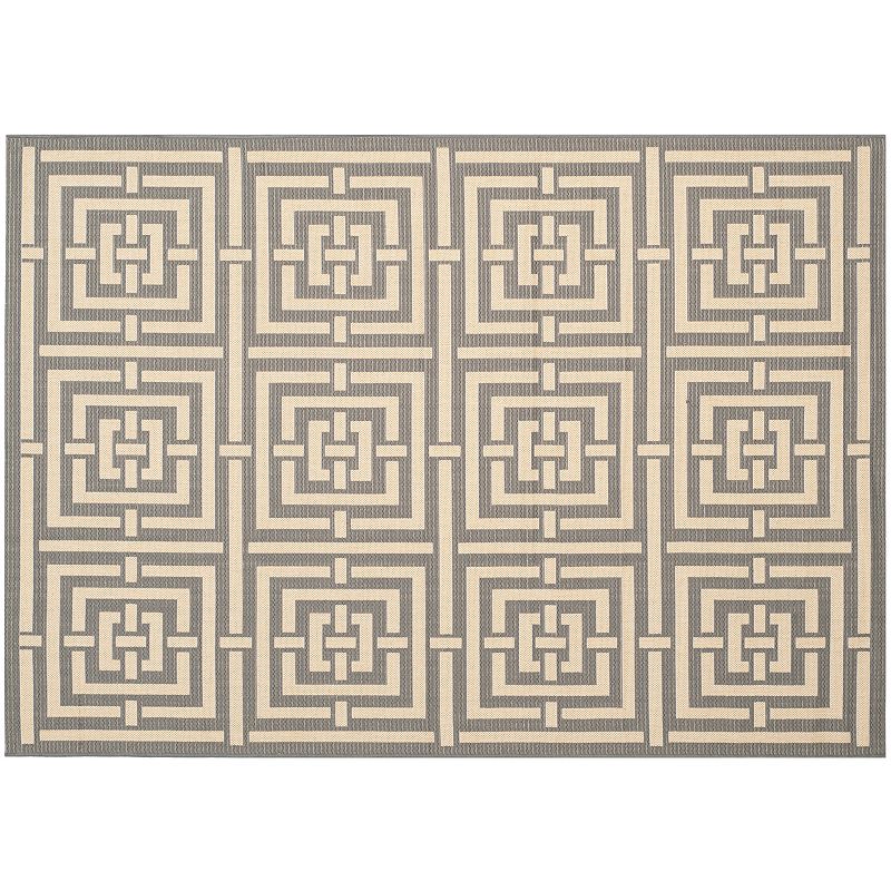 Safavieh Courtyard Geometric Indoor Outdoor Rug, Grey, 6.5Ft Rnd