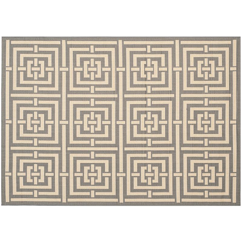 Safavieh Courtyard Geometric Indoor Outdoor Rug, Grey, 8Ft Sq