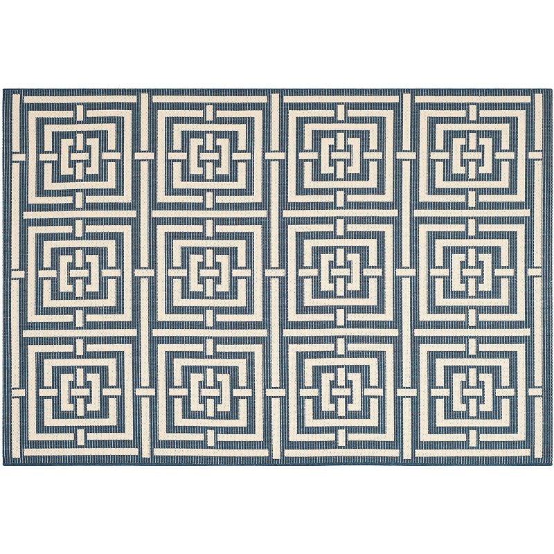 Safavieh Courtyard Geometric Indoor Outdoor Rug, Blue, 2X10 Ft