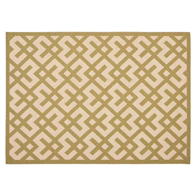 Safavieh Courtyard Geometric Indoor Outdoor Rug, Beig/Green, 8X11 Ft