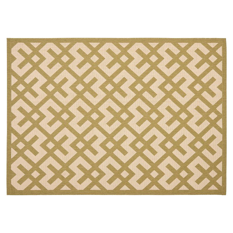 Safavieh Courtyard Geometric Indoor Outdoor Rug, Beig/Green, 8X11 Ft