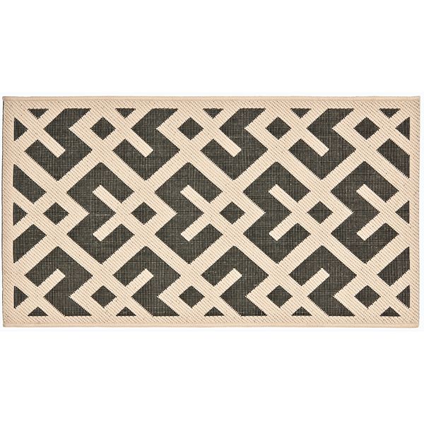 Safavieh Courtyard Geometric Indoor Outdoor Rug - Black Beige (8X11 FT)