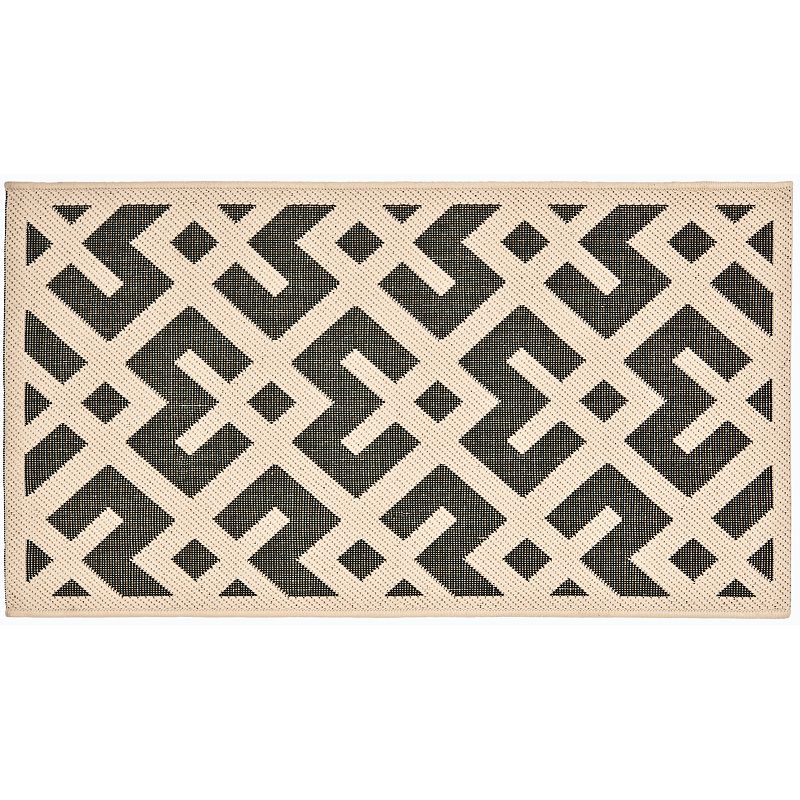 Safavieh Courtyard Geometric Indoor Outdoor Rug, Black, 8Ft Rnd