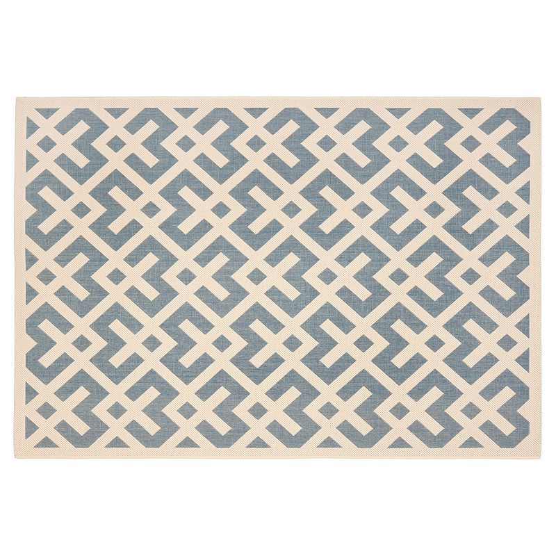 Safavieh Courtyard Geometric Indoor Outdoor Rug, Blue, 8Ft Sq