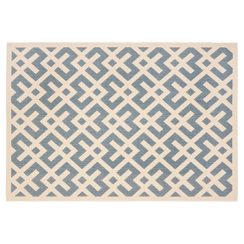 Safavieh Courtyard Geometric Indoor Outdoor Rug, Blue, 8Ft Sq