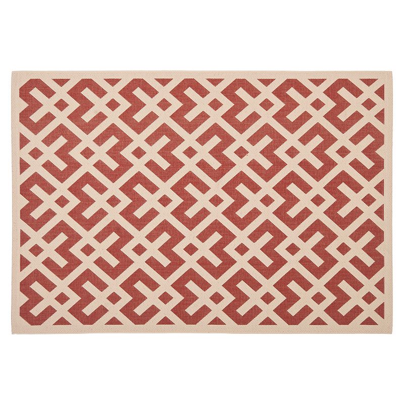 Safavieh Courtyard Geometric Indoor Outdoor Rug, Orange, 6.5X9.5 Ft