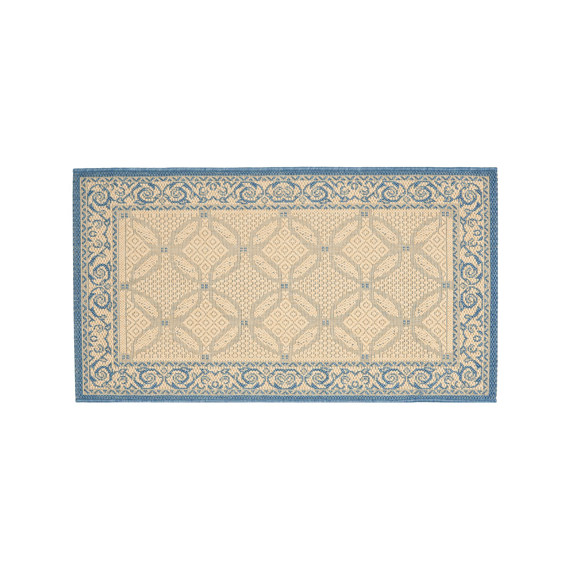 Safavieh Courtyard Framed Border Indoor Outdoor Rug, Natural Blue