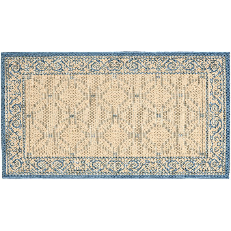 Safavieh Courtyard Framed Border Indoor Outdoor Rug, Beig/Green, 8X11 Ft
