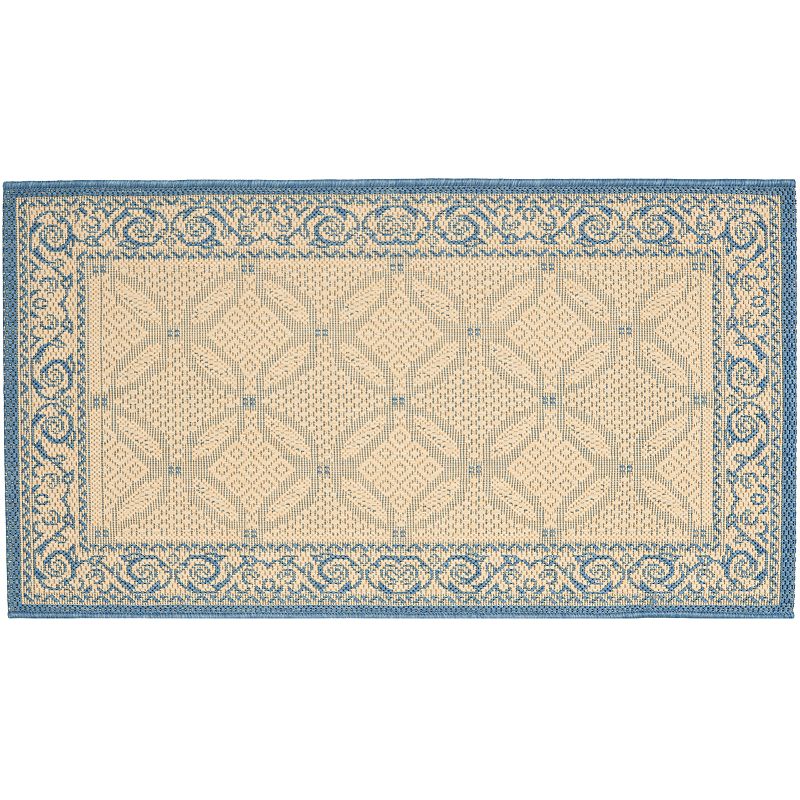 Safavieh Courtyard Framed Border Indoor Outdoor Rug, Beig/Green, 8X11 Ft