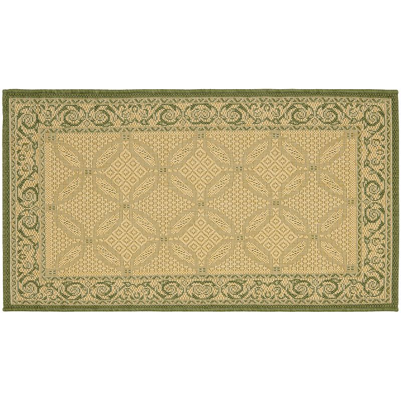 Safavieh Courtyard Framed Border Indoor Outdoor Rug, Beig/Green, 6.5X9.5 Ft