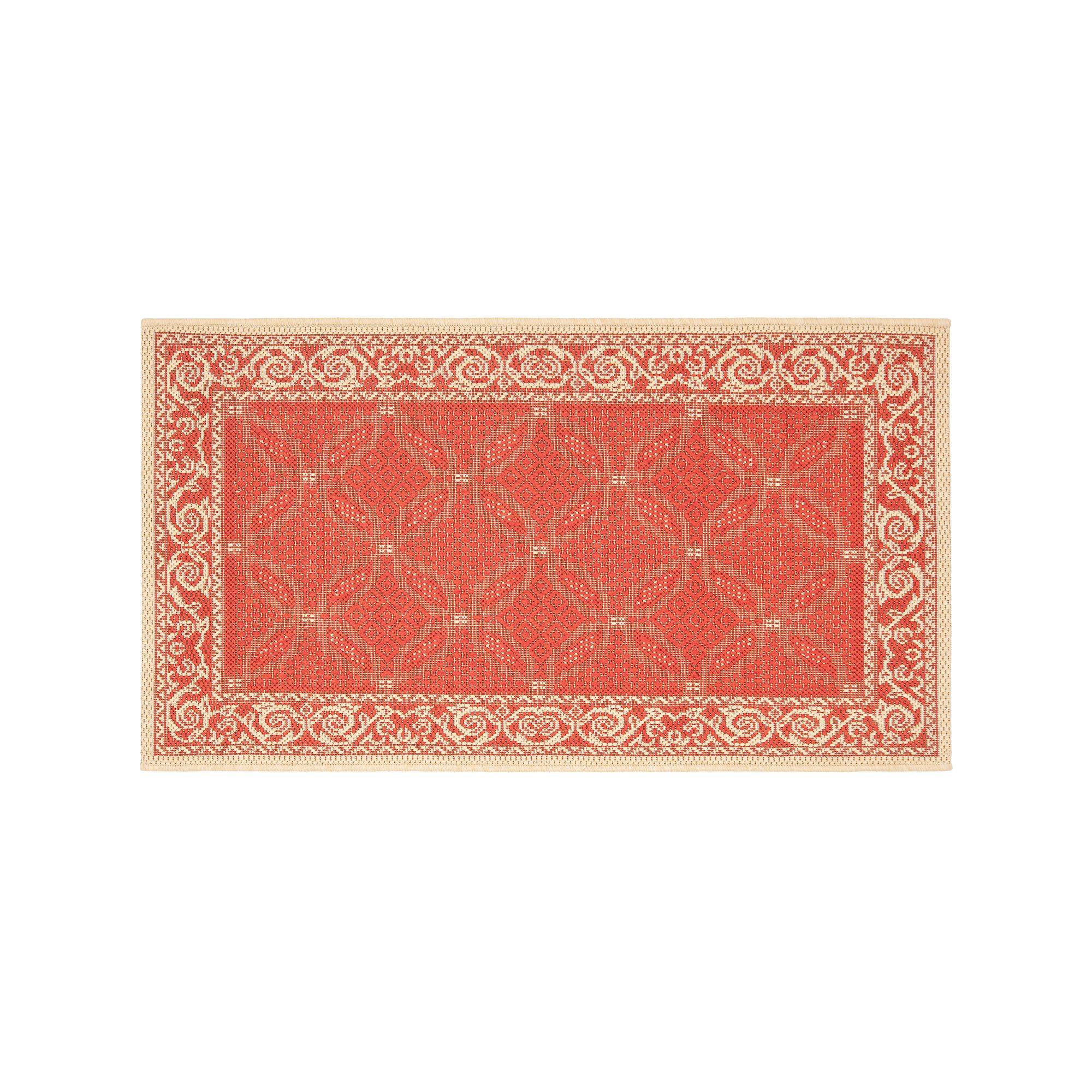 Safavieh Courtyard Framed Border Indoor Outdoor Rug, Red Natural