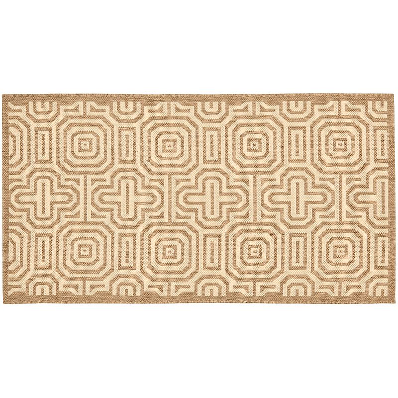 Safavieh Courtyard Geometric Print Indoor Outdoor Rug, Brown, 8X11 Ft
