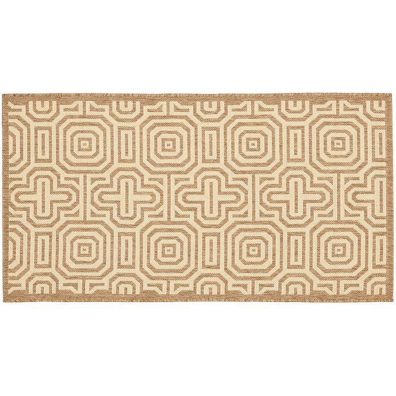 Safavieh Courtyard Geometric Print Indoor Outdoor Rug, Brown, 8X11 Ft