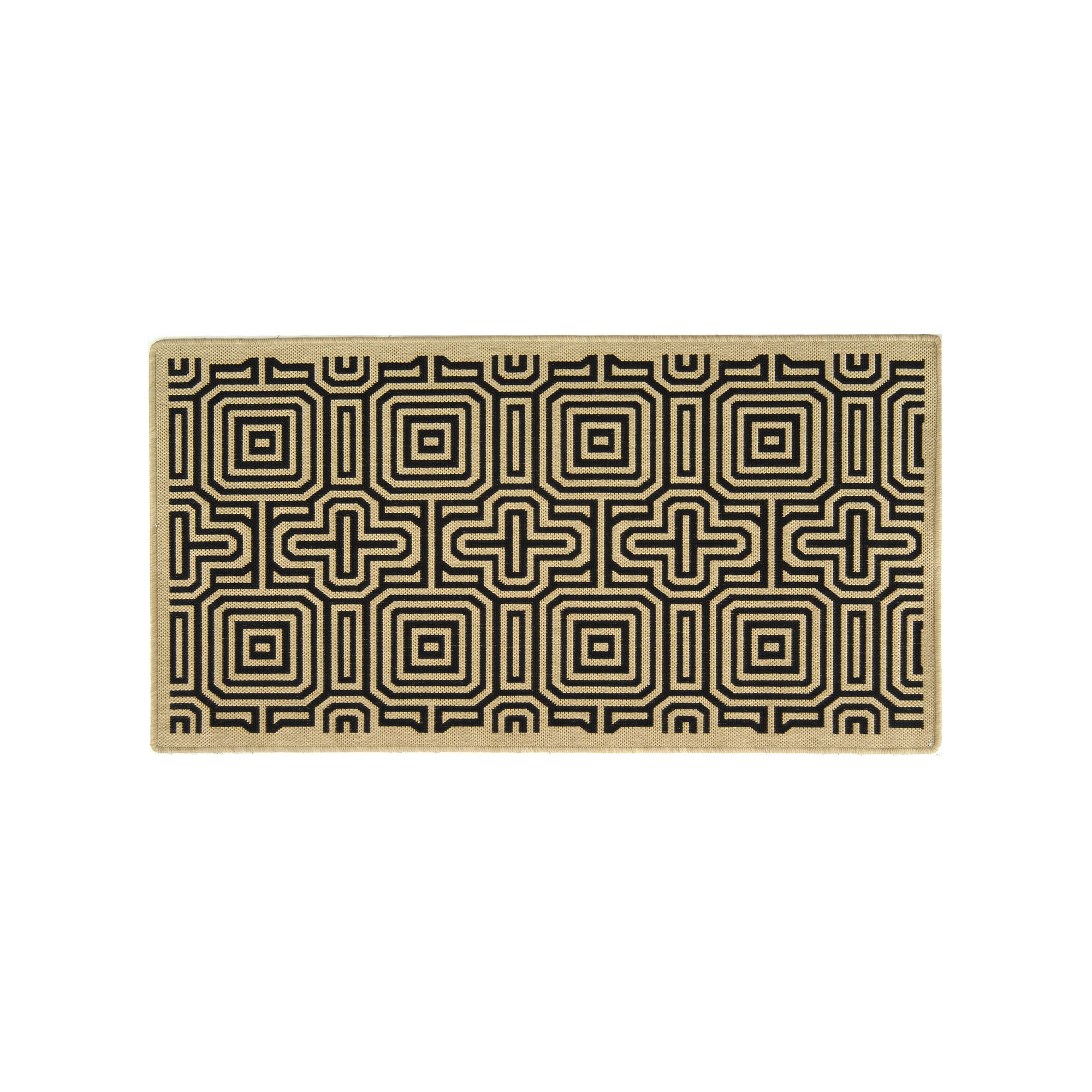 Safavieh Courtyard Geometric Print Indoor Outdoor Rug, Sand Black