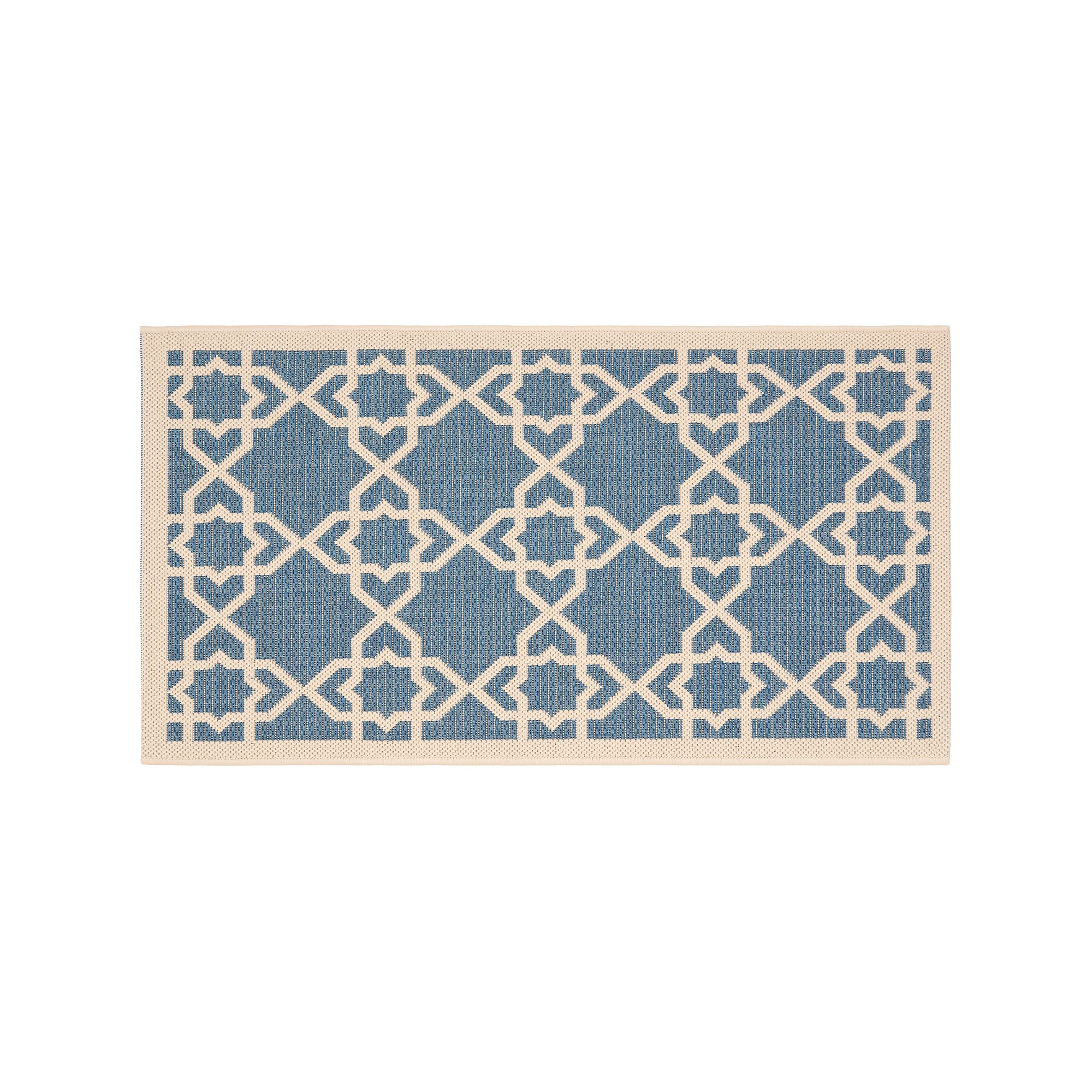 Safavieh Courtyard Trellis Indoor Outdoor Power Loom Rug, Blue Beige