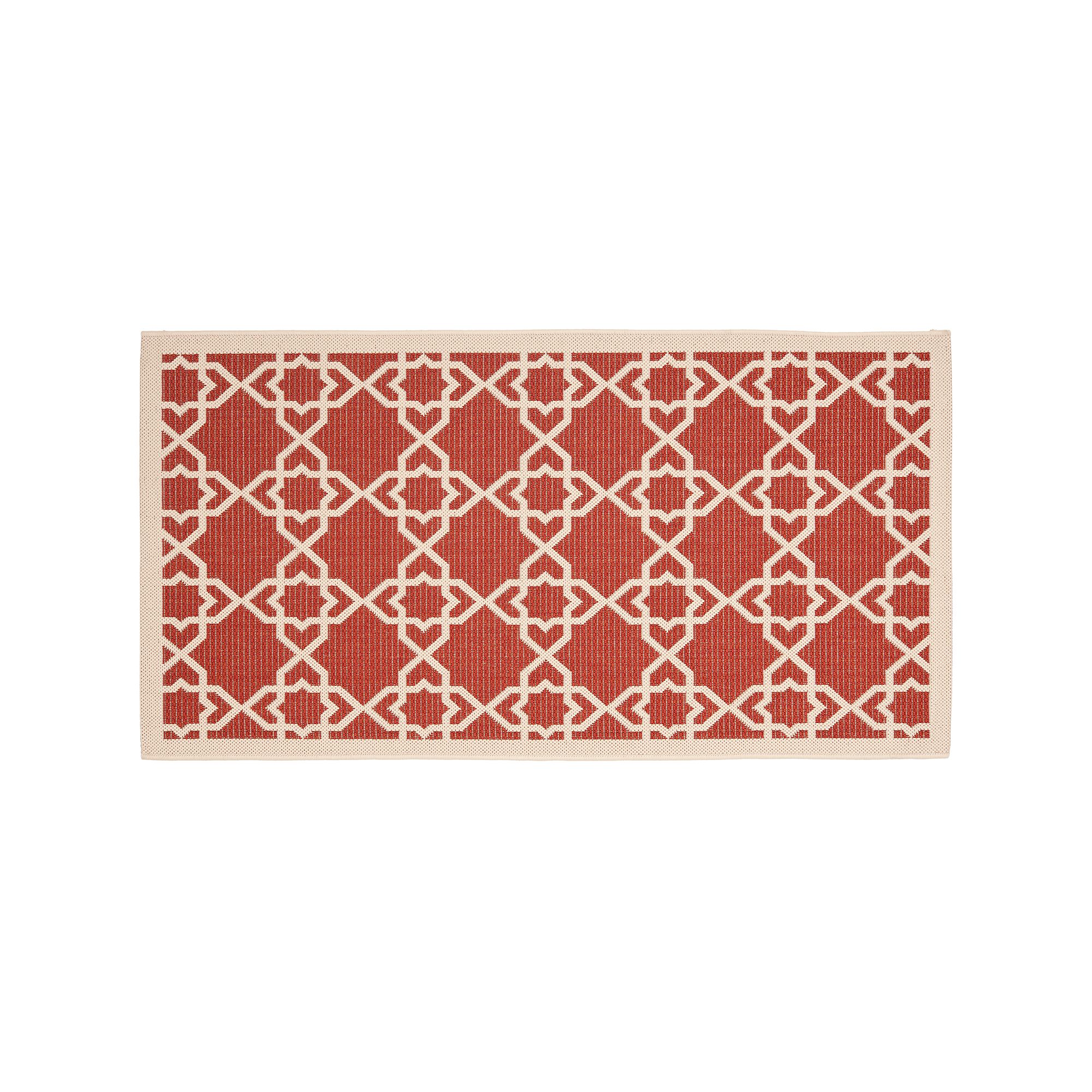 Safavieh Courtyard Trellis Indoor Outdoor Power Loom Rug, Red Beige