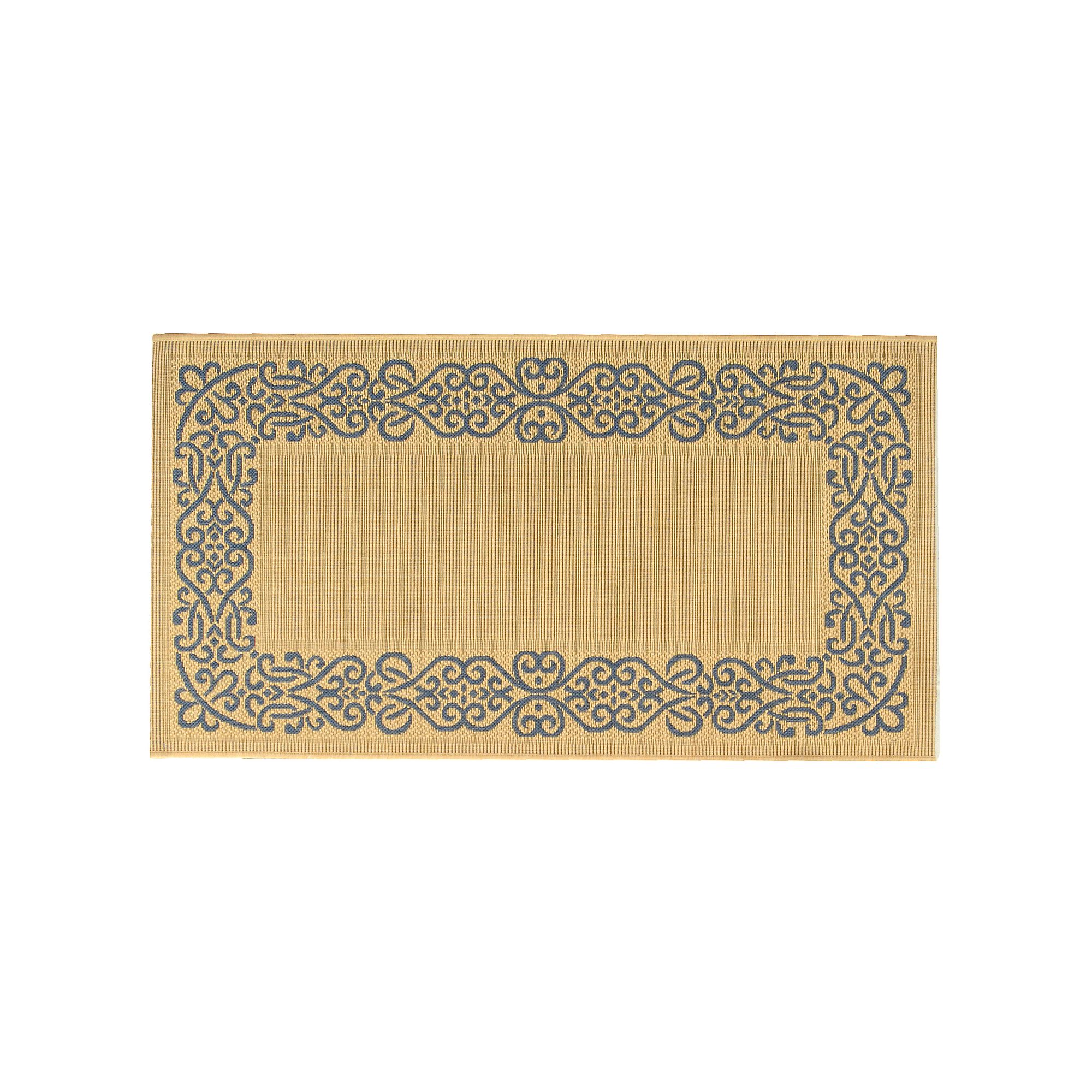 Safavieh Courtyard Border Indoor Outdoor Rug, Natural Blue