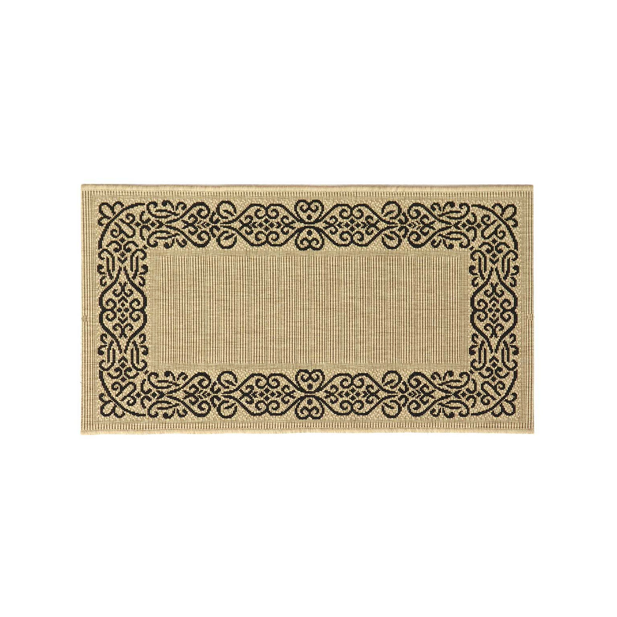 Safavieh Courtyard Border Indoor Outdoor Rug, Sand Black