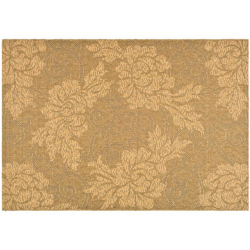 Safavieh Courtyard Scroll Leaf Indoor Outdoor Rug, Yellow, 6.5X9.5 Ft
