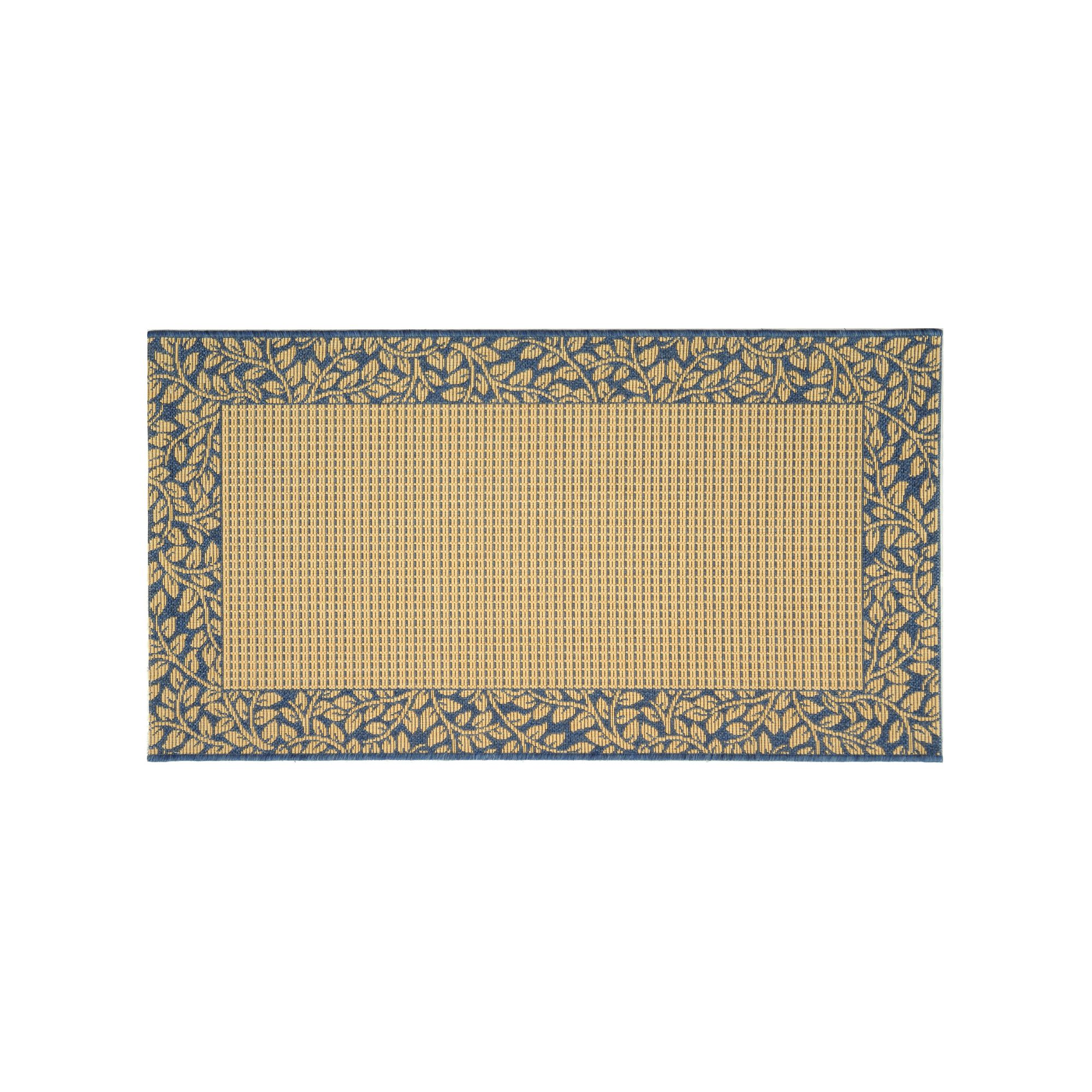 Safavieh Courtyard Leaves Wide Border Indoor Outdoor Rug, Natural Blue