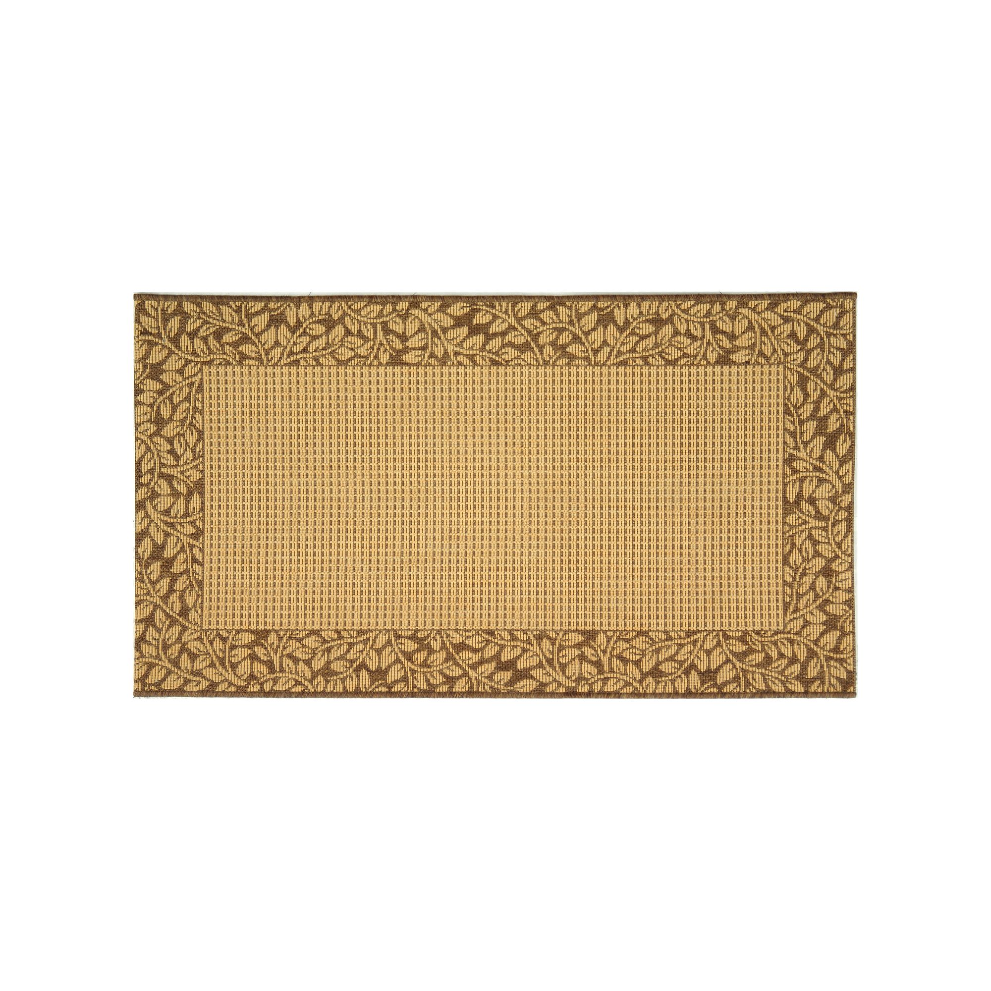 Safavieh Courtyard Leaves Wide Border Indoor Outdoor Rug, Natural Brown
