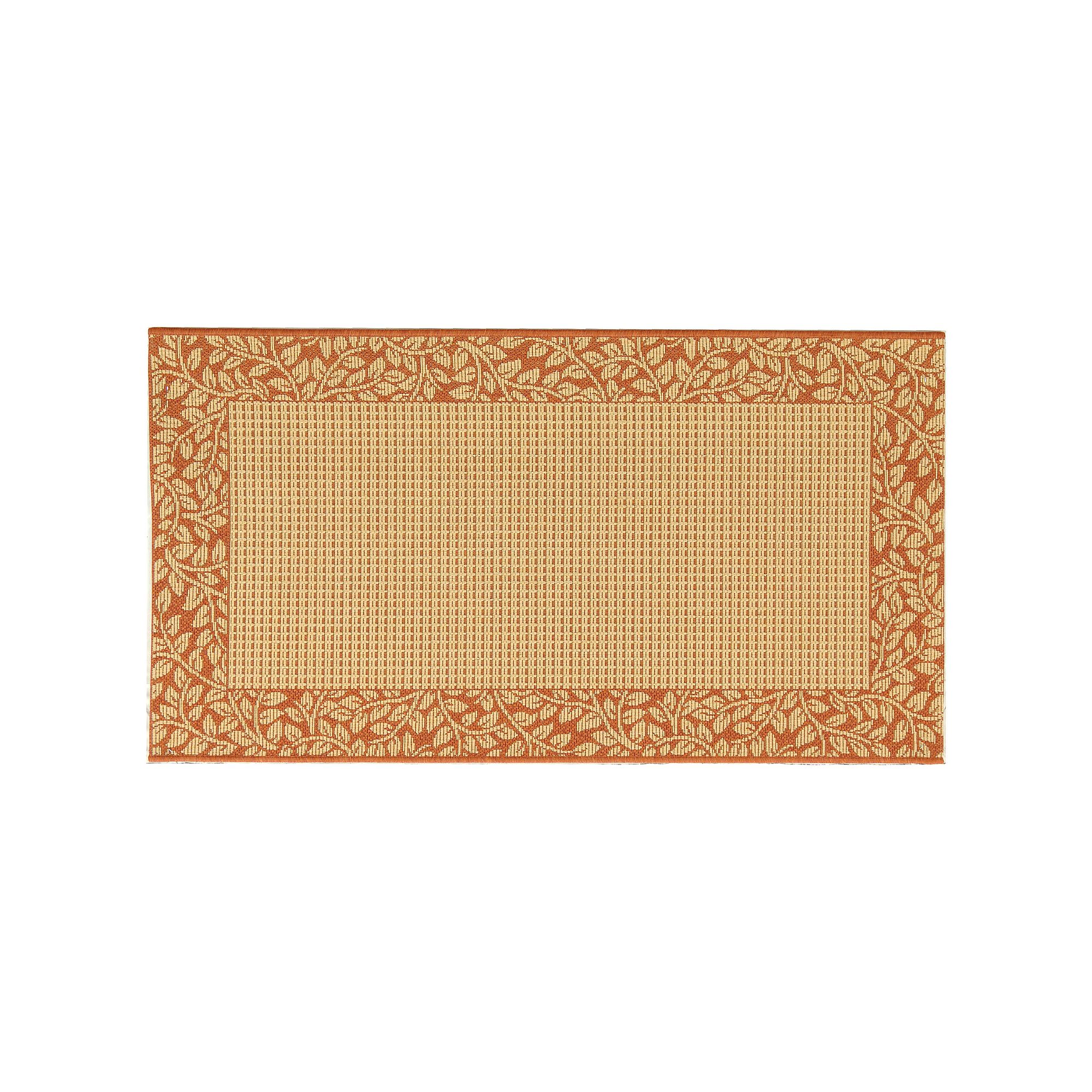 Safavieh Courtyard Leaves Wide Border Indoor Outdoor Rug, Natural Terracott