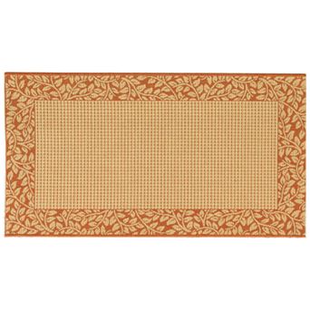 Safavieh Courtyard Leaves Wide Border Indoor Outdoor Rug