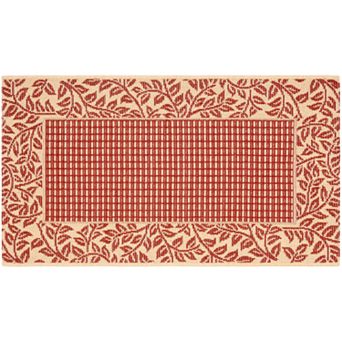 Safavieh Courtyard Leaves Wide Border Indoor Outdoor Rug