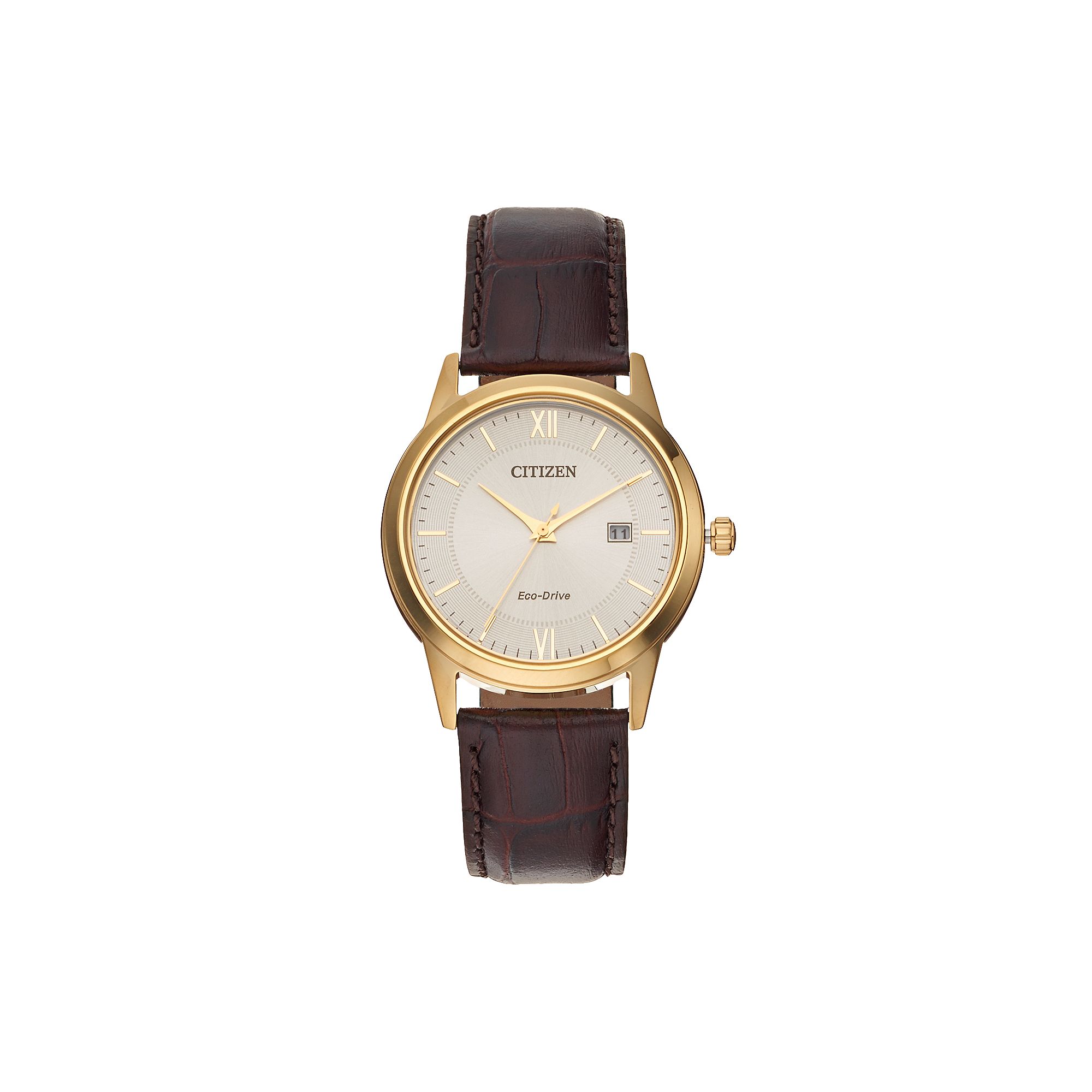 Citizen Eco-Drive Mens Leather Watch - AW1232-04A, Brown
