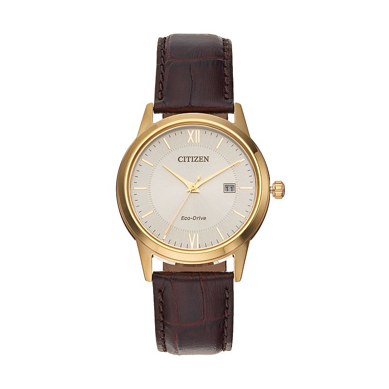 Citizen Eco-Drive Men's Leather Watch - AW1232-04A, Brown