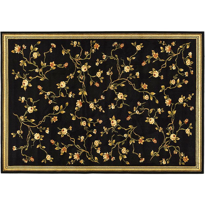 Safavieh Lyndhurst Floral Vines Rug, Black, 8Ft Rnd