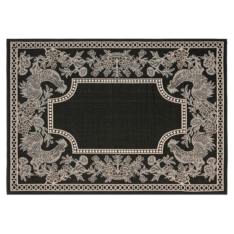 Safavieh Courtyard Rooster Indoor Outdoor Rug, Black, 6.5X9.5 Ft