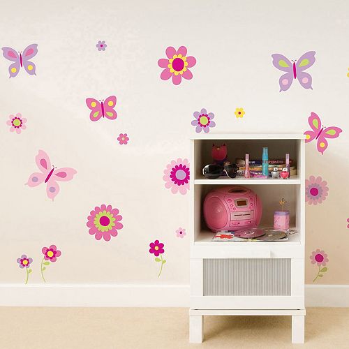 Fun4Walls Flowers and Butterflies Wall Decal Set