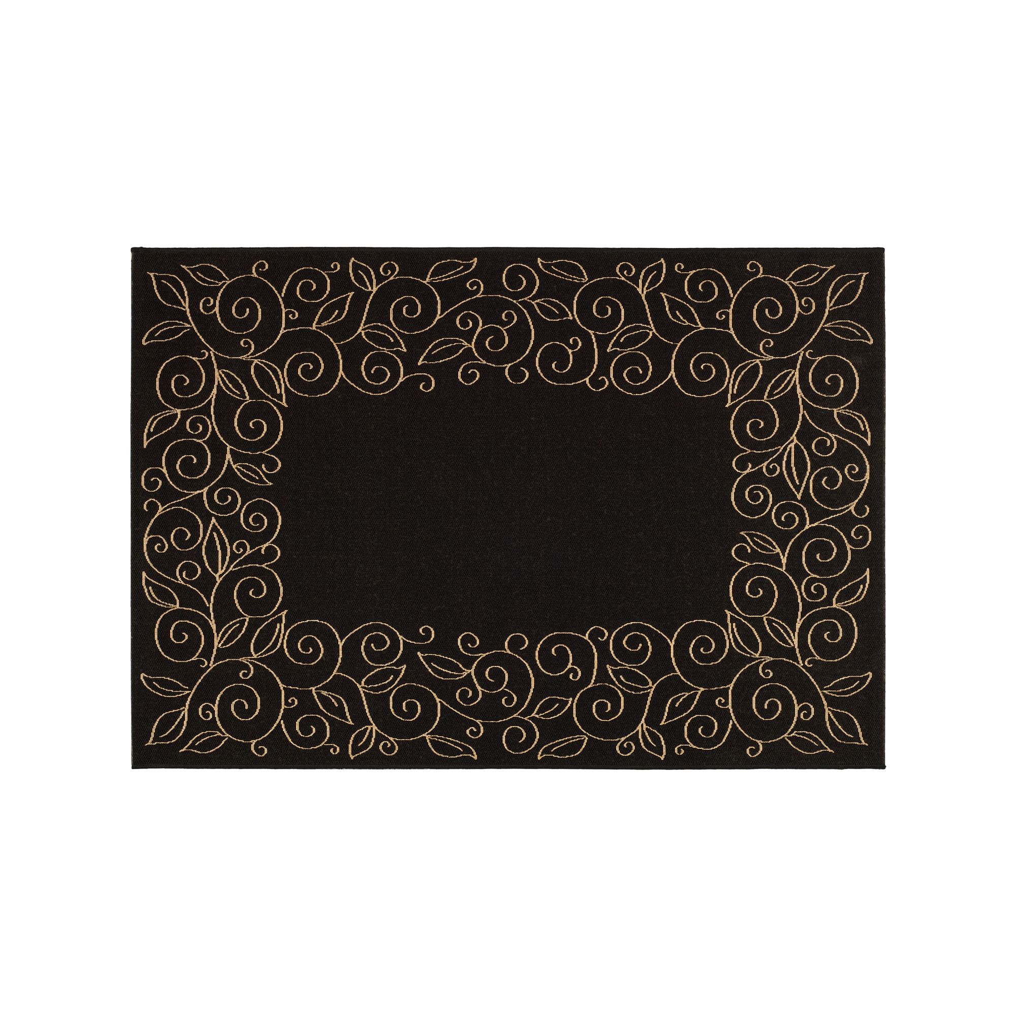 Safavieh Courtyard Curly Vines Indoor Outdoor Rug, Black Beige