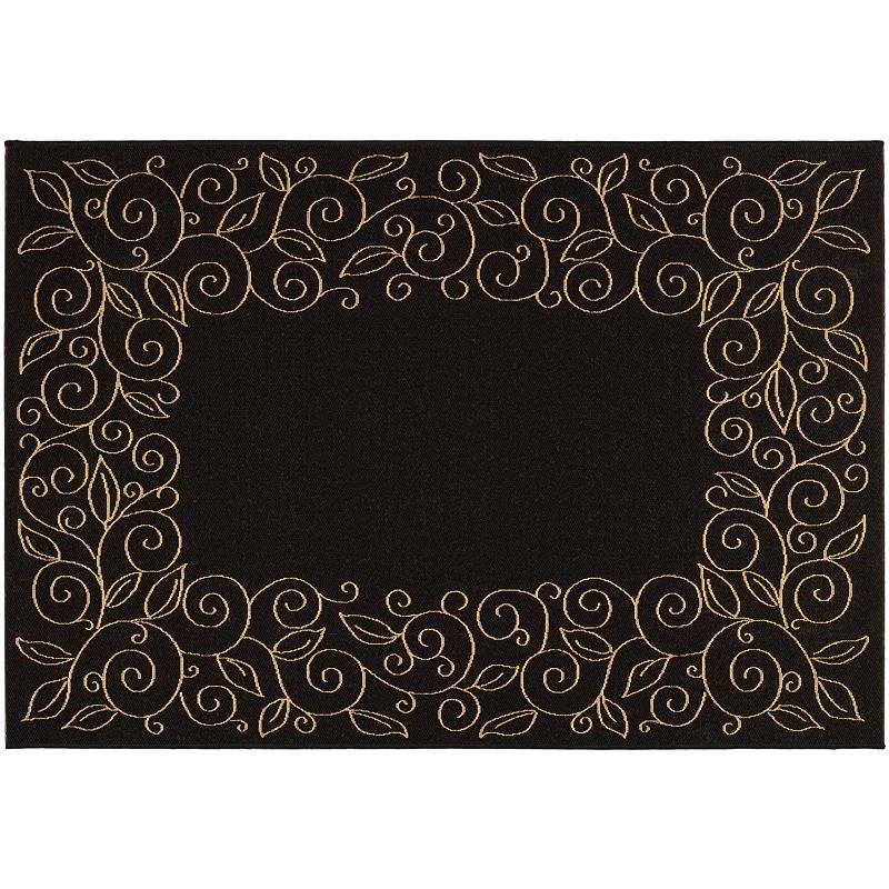 Safavieh Courtyard Curly Vines Indoor Outdoor Rug, Black, 8X11 Ft