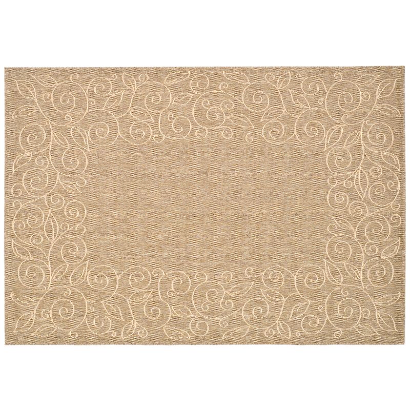 Safavieh Courtyard Curly Vines Indoor Outdoor Rug, Beig/Green, 6.5X9.5 Ft