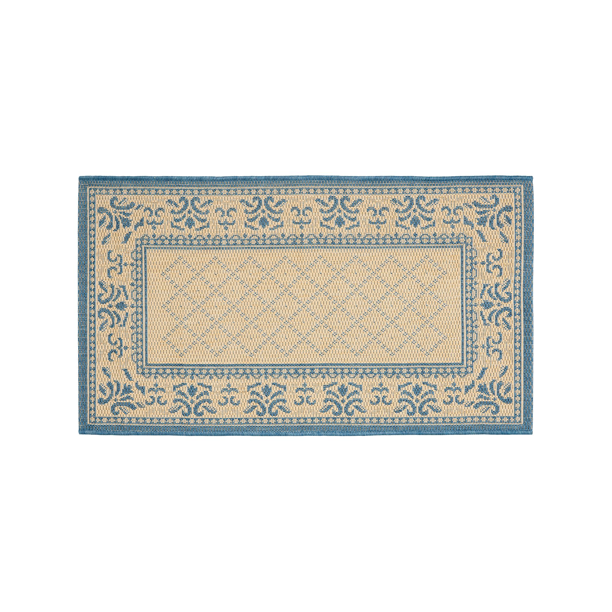 Safavieh Courtyard Geometric Diamond Indoor Outdoor Rug, Natural Blue
