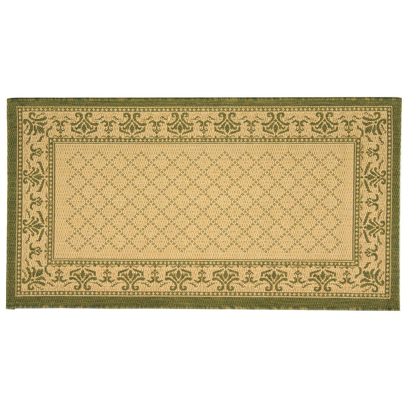 Safavieh Courtyard Geometric Diamond Indoor Outdoor Rug, Beig/Green, 6.5X9.5 Ft