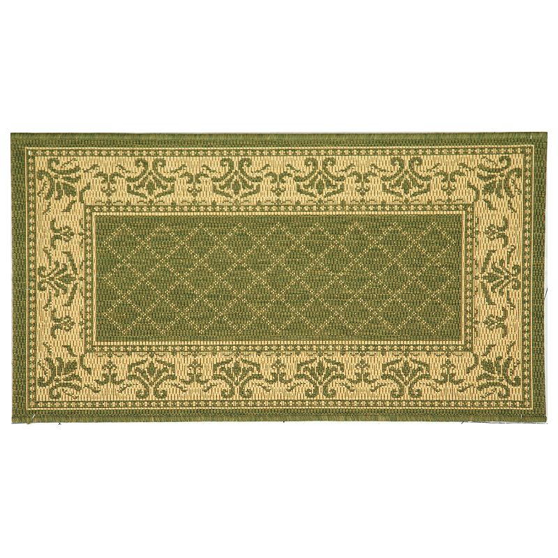 Safavieh Courtyard Geometric Diamond Indoor Outdoor Rug, Green, 6.5Ft Sq