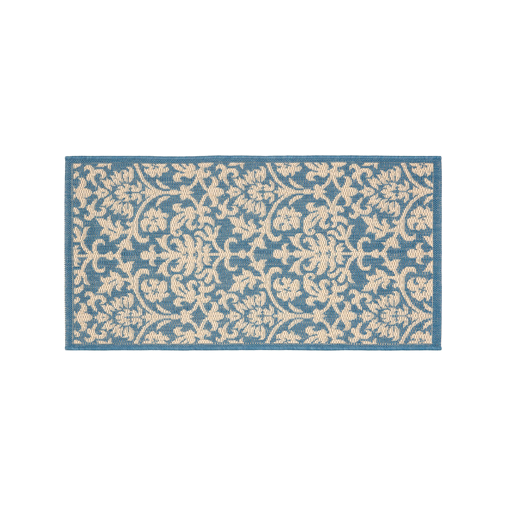 Safavieh Courtyard Decorative Leaf Indoor Outdoor Rug, Blue Natural