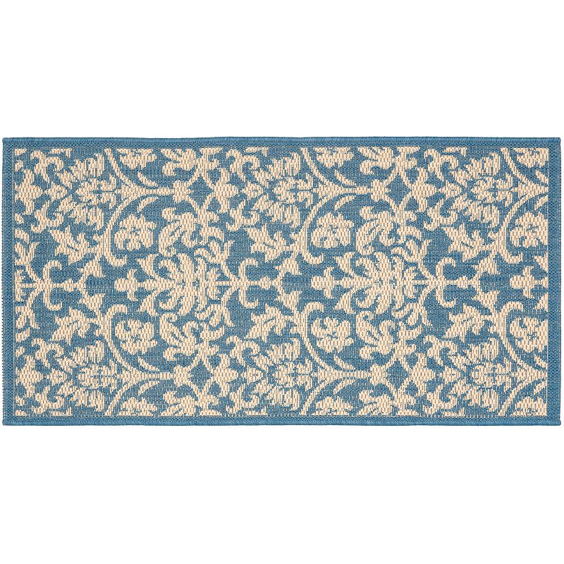 Safavieh Courtyard Decorative Leaf Indoor Outdoor Rug, Blue, 8Ft Sq