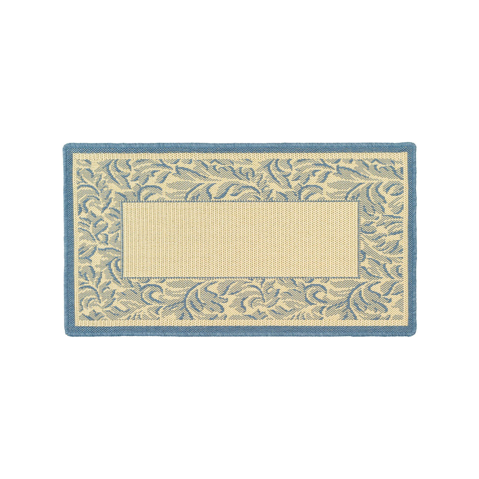 Safavieh Courtyard Framed Indoor Outdoor Rug, Natural Blue