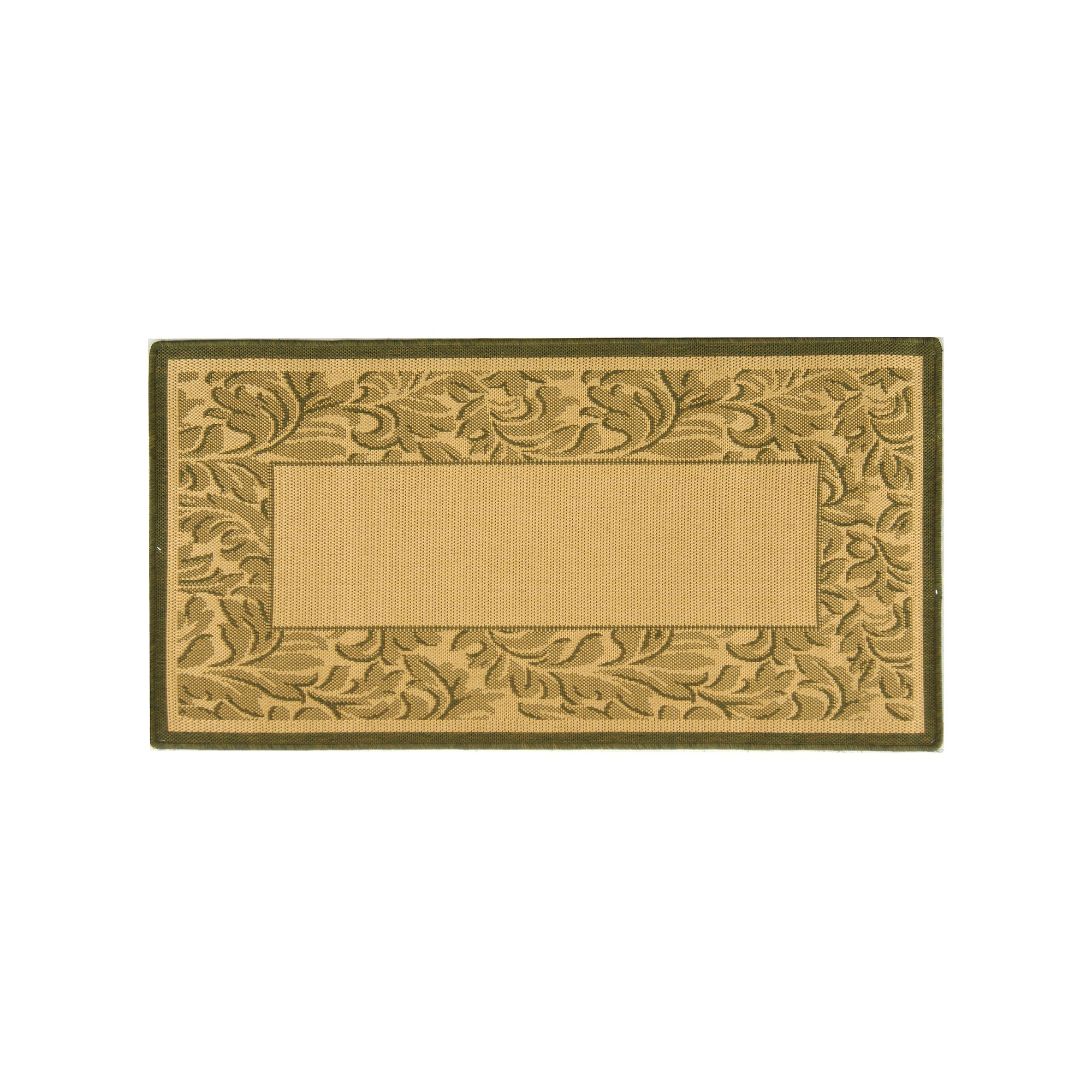 Safavieh Courtyard Framed Indoor Outdoor Rug, Natural Green