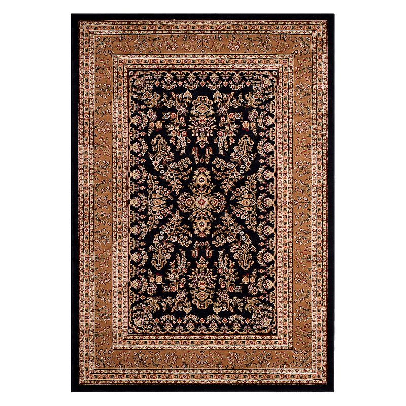 Safavieh Lyndhurst Framed Border Floral Rug, Black, 6FT Sq