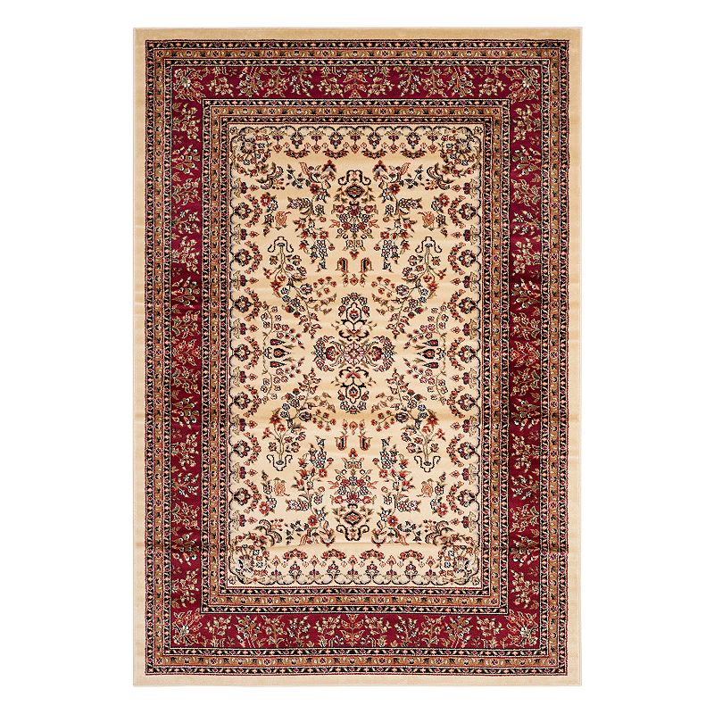 Safavieh Lyndhurst Framed Border Floral Rug, White, 8Ft Rnd