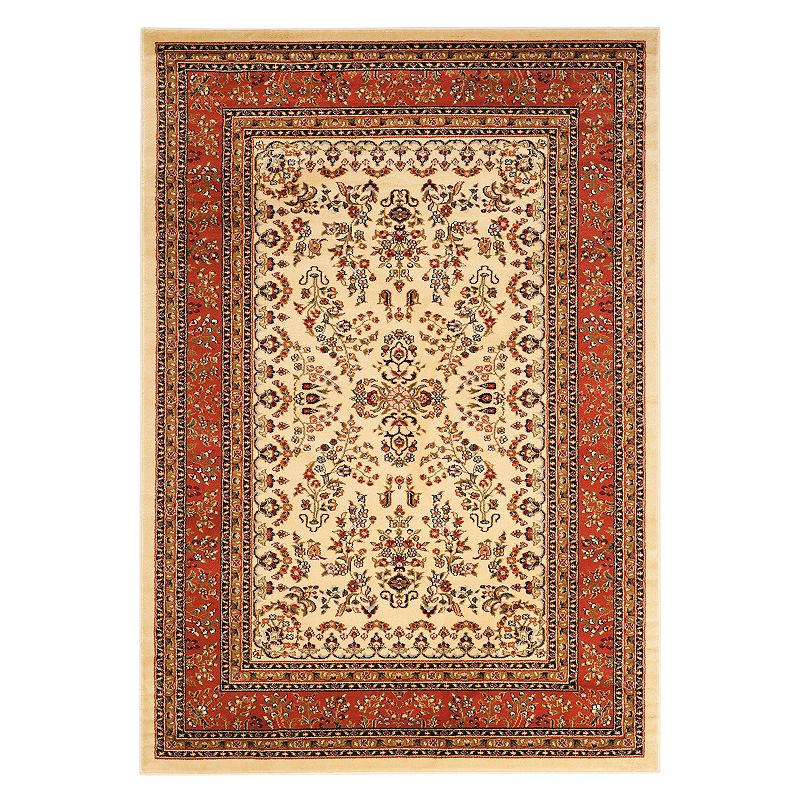 Safavieh Lyndhurst Framed Border Floral Rug, White, 5X7.5 Ft