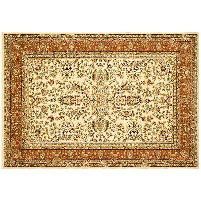 Safavieh Lyndhurst Framed Floral Vine Rug, White, 8Ft Rnd