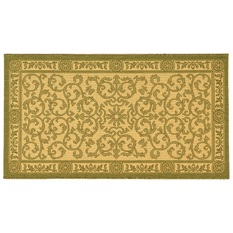 Safavieh Courtyard Vines Olive Indoor Outdoor Rug, Beig/Green, 8X11 Ft