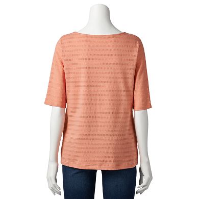 Croft & Barrow® Textured Striped Scoop Neck Tee - Women's