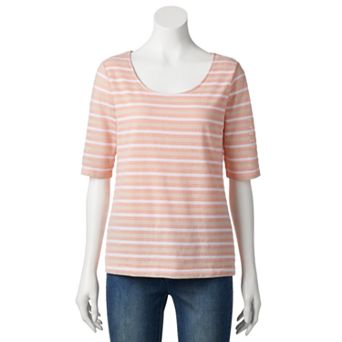 Croft & Barrow® Textured Striped Scoop Neck Tee - Women's